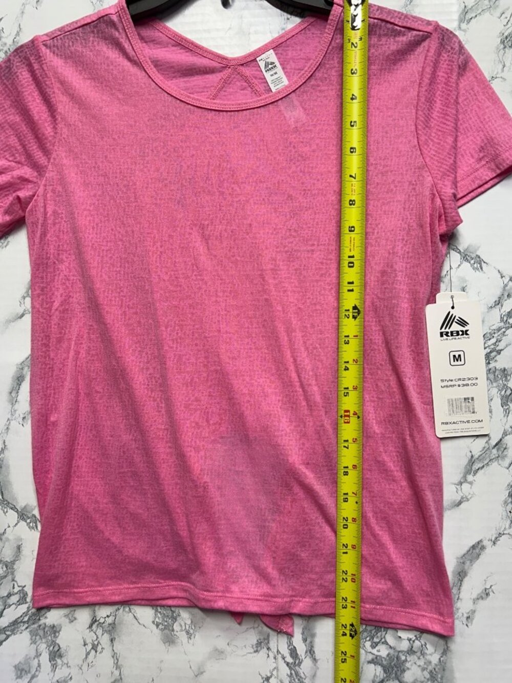 RBX Womens Size M Pink Athleisure Tie in back Top Short Sleeve Lightweight Style - Picture 3 of 9